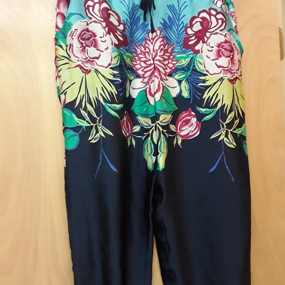 Natori Blue Pink Floral Silky Pajamas Pants M - Picture 13 of 14
